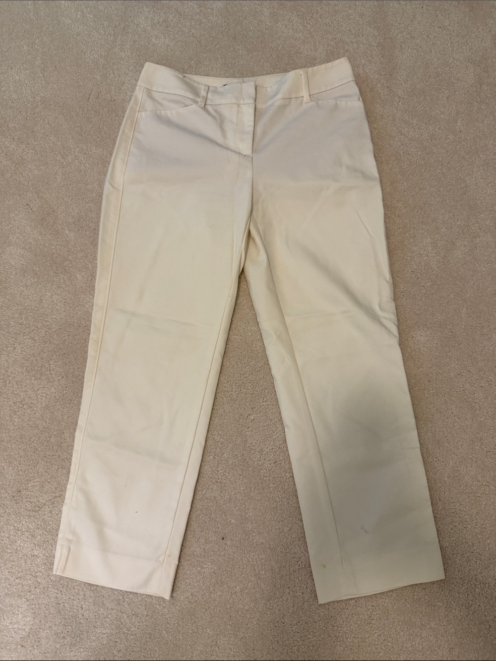 WHBM Classic Women’s Cream Straight-Leg Crop Dress Pants